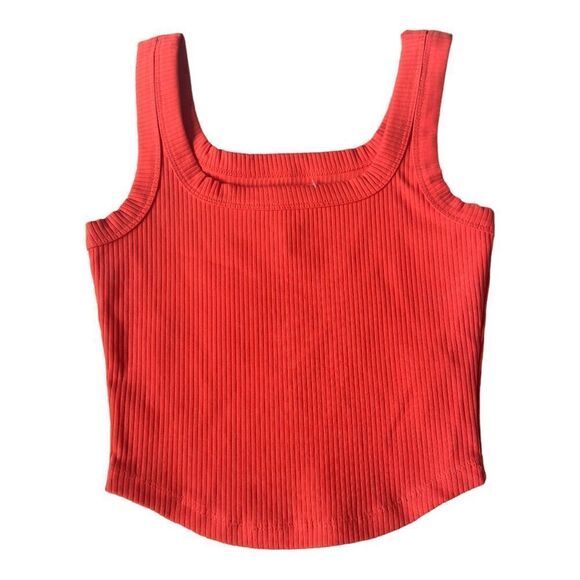 Madewell The Tailored Crop Sleekhold Bright Poppy Tank Top Size XXS - Picture 3 of 6